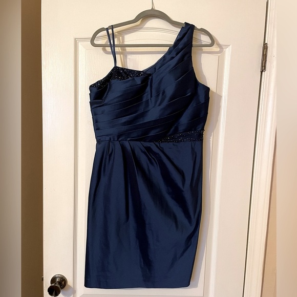 Adrianna Papell for E! Live From the Red Carpet One Shoulder Blue Gown Size 14 - Picture 3 of 12